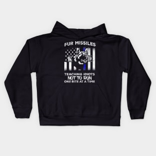 Vertical Thin Blue Line Flag Fur Missile Police K9 Kids Hoodie